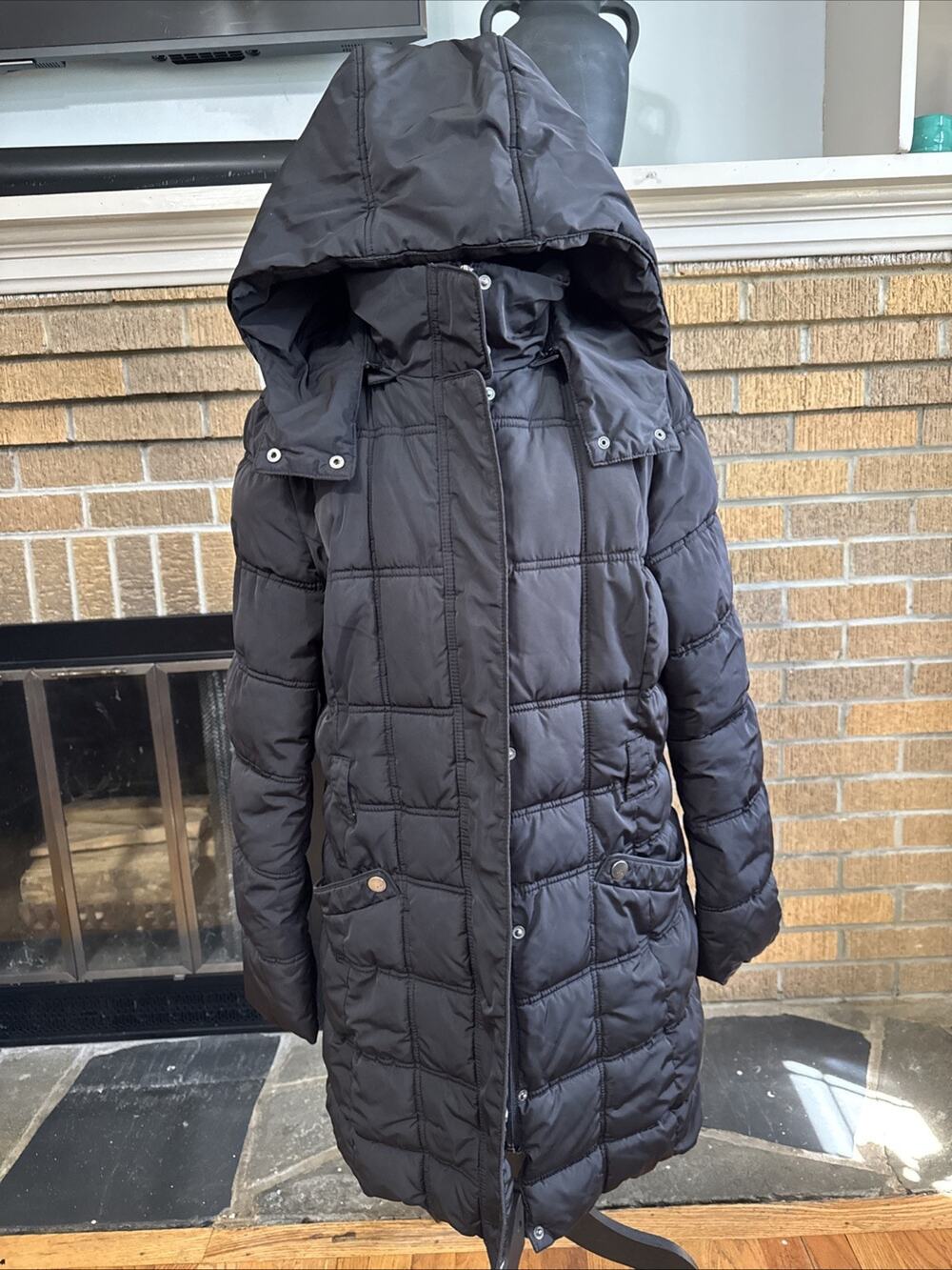 Tommy Hilfiger Women's Puffer Coat Hood-Black Heavyweight Winter Warm
